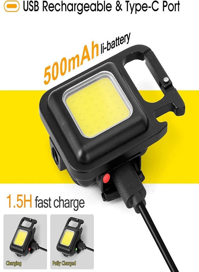 JUDEE Multifunction Keychain Led Light with Bottle Opener, Magnetic Base and Folding Bracket Mini Cob 500 lumens Rechargeable Multifunctional Keychain Emergency Light Keychain, Square - Image 3